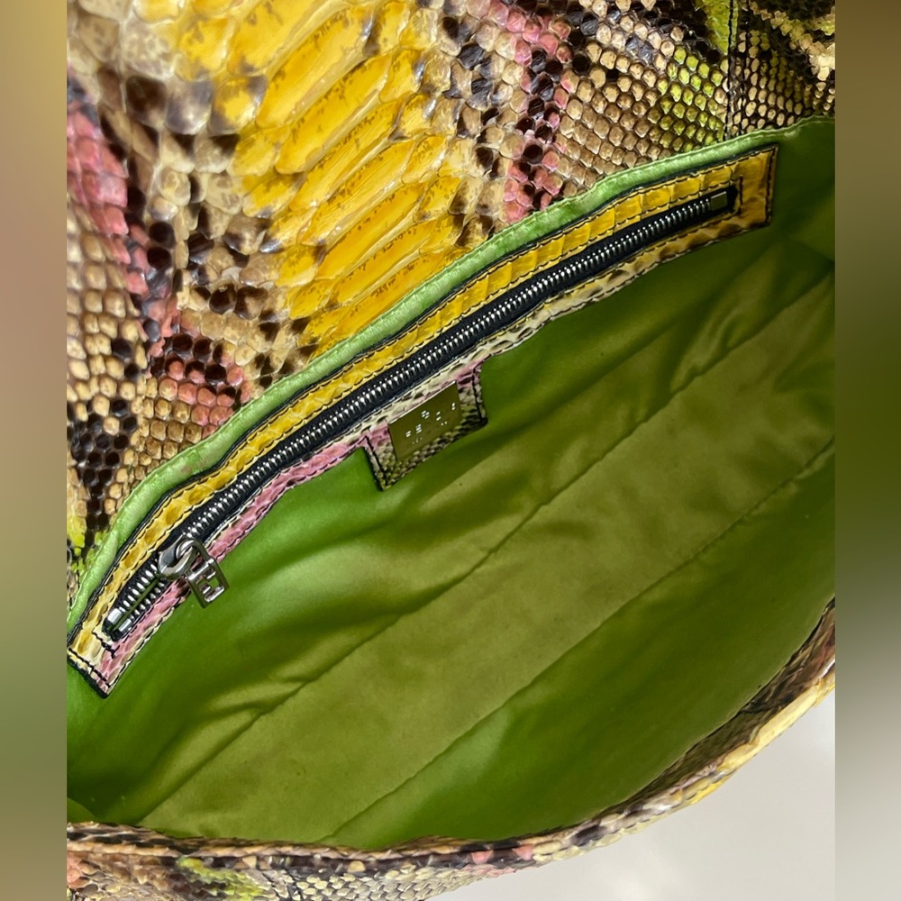 SOLD FENDI Rare Baguette Vintage Mirror Python Karl Lagerfeld Embellished - Picture 15 of 17